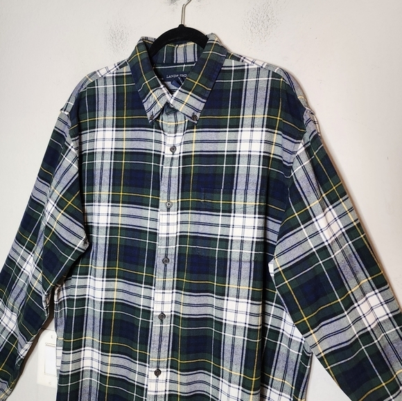 Lands' End Tartan Plaid Flannel long sleeve button down shirt. Men's size XL. - Picture 3 of 13